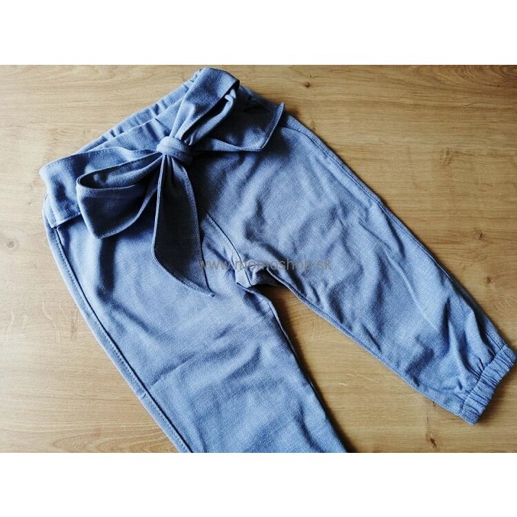 Nohavice dievčenské s mašľou Jeans