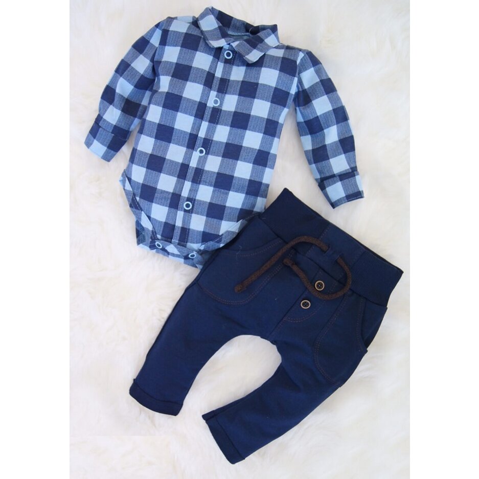 Košeľové BODY Elegant Karo Blue Košeľové BODY Elegant Karo Blue