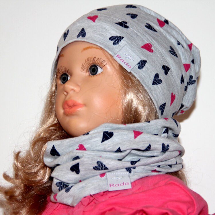  Jarná čiapka pre dievča WIKA Srdce Grey