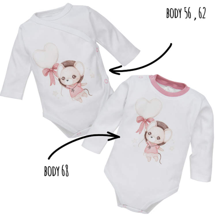 Kojenecké Body a Polodupačky Myška Pink Kojenecké Body a Polodupačky Myška Pink