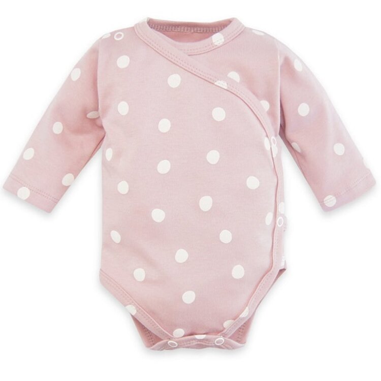 Kojenecké body dlhý rukáv Dots Duff Pink