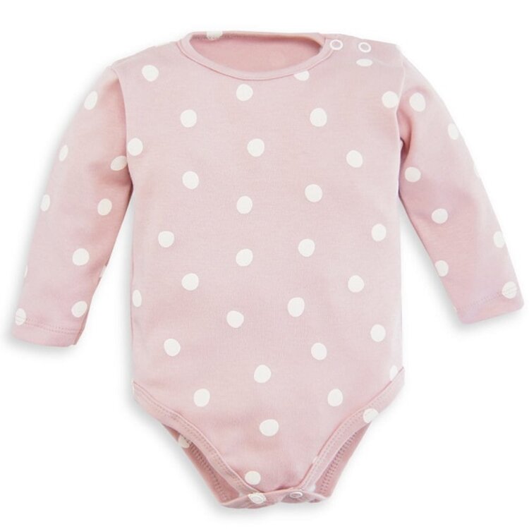 Kojenecké body dlhý rukáv Dots Duff Pink