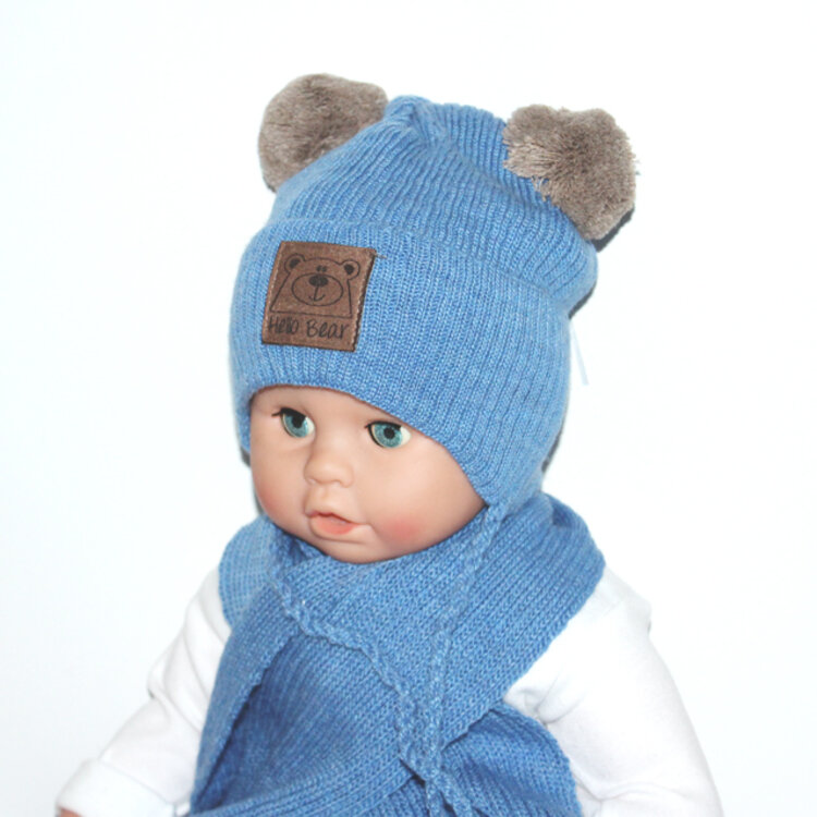 AJS Zimná čiapka a šál Hello Bear AJS Zimná čiapka a šál Hello Bear